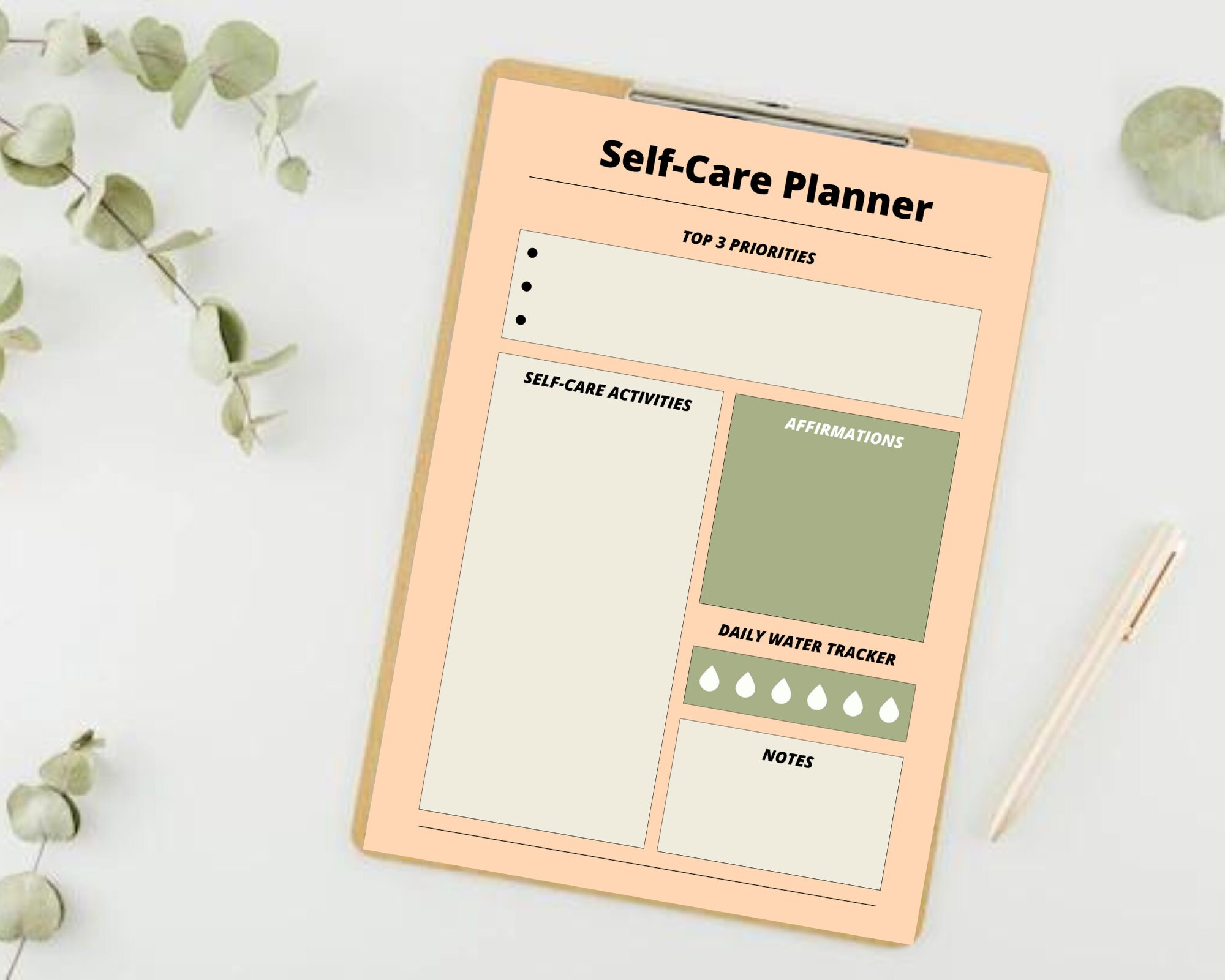 Self Care Journal, Self Care Planner Digital, Wellness Journal, Digital ...
