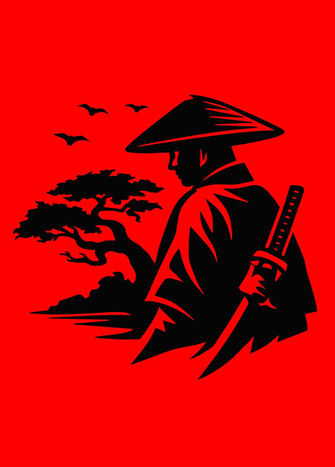 Wandering Ronin Samurai SVG PNG Japanese Warrior Straw Hat Bonsai Zen ...