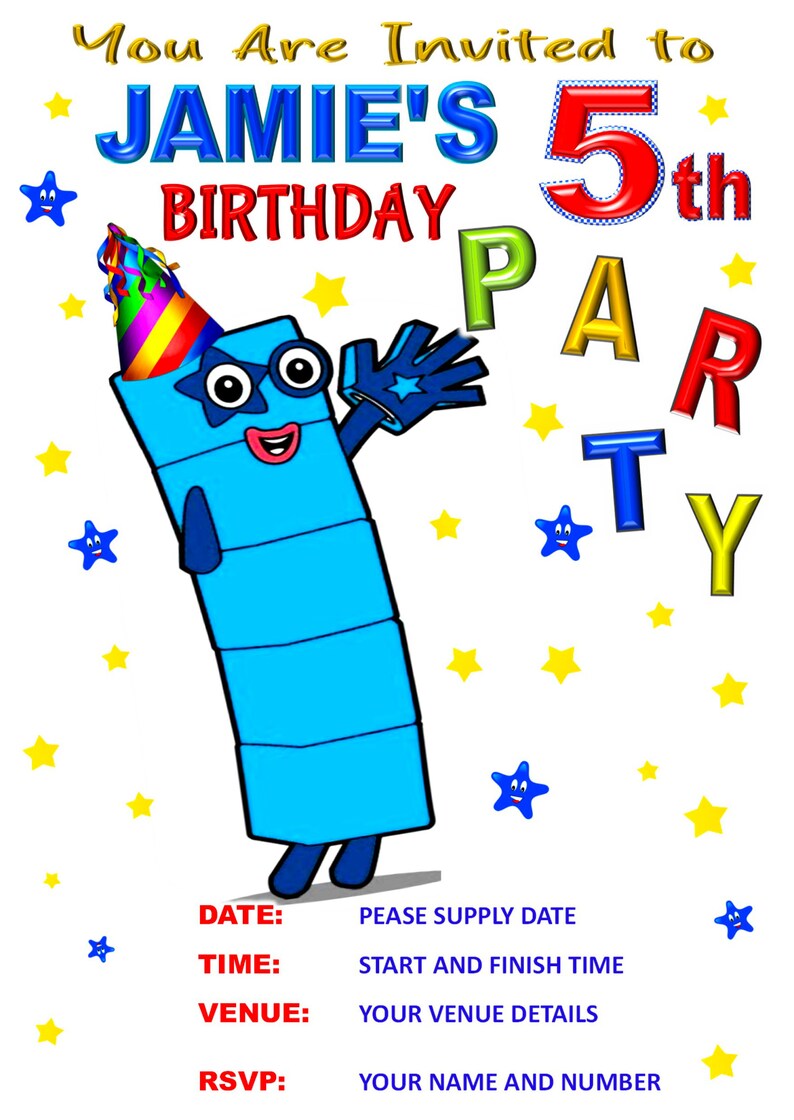 thumbnail interactive-video image 1 of Personalised Numberblocks Birthday Card For Grandson, Daughter, Son, Nephew – UK Made With Envelope 1 of 2