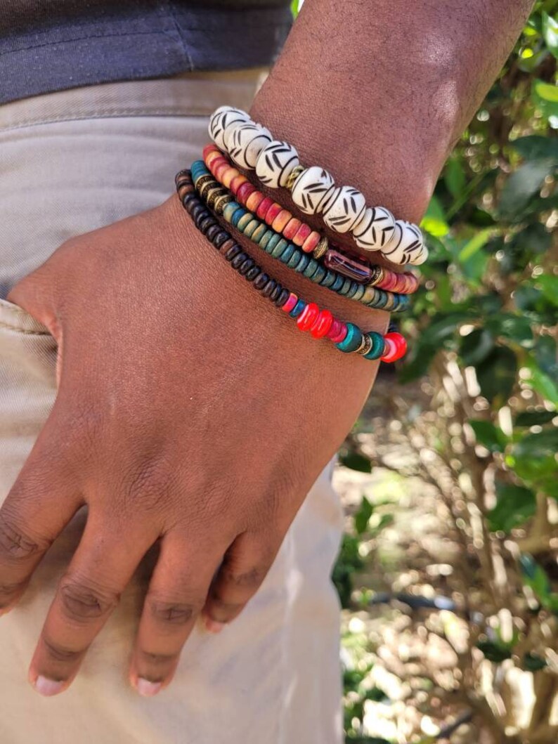 Bone and Glass Bracelet *Tribal Bracelet*Men/'s Boho Bracelet