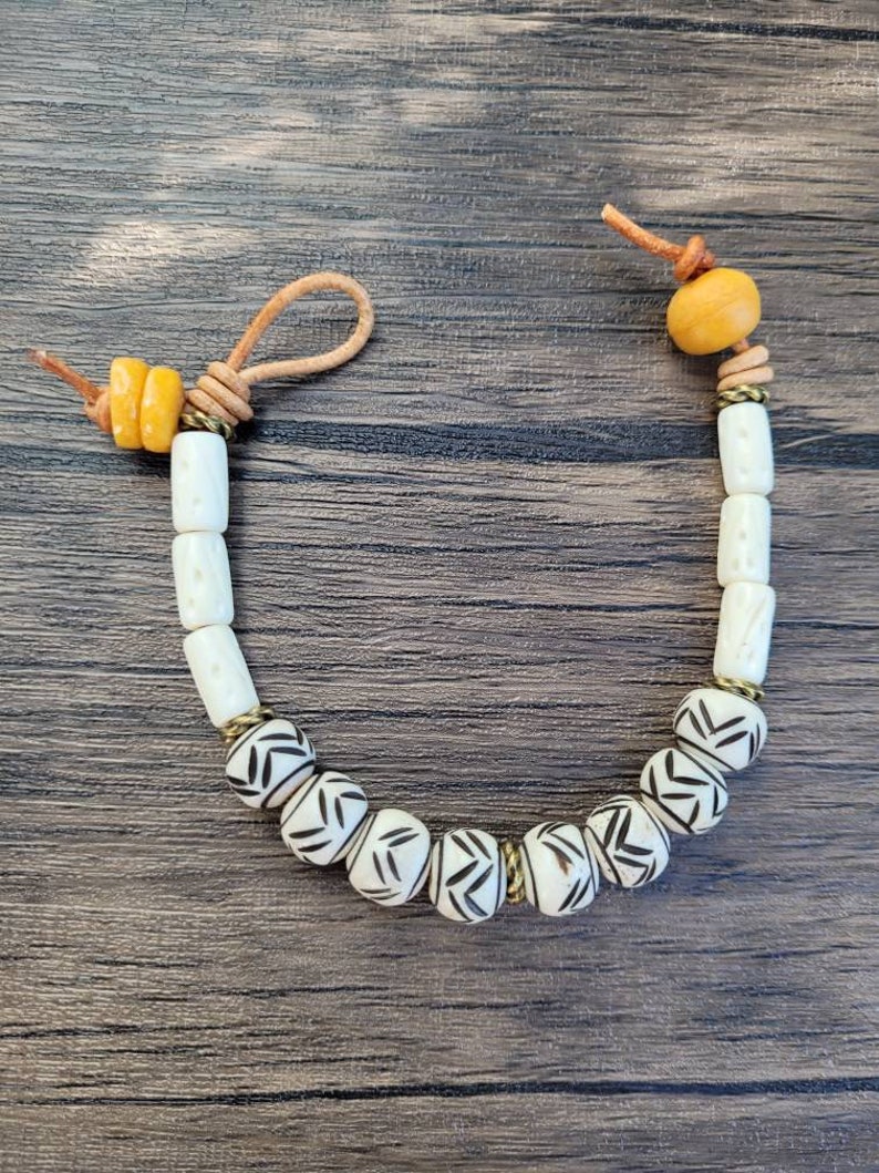 Bone and Glass Bracelet *Tribal Bracelet*Men/'s Boho Bracelet