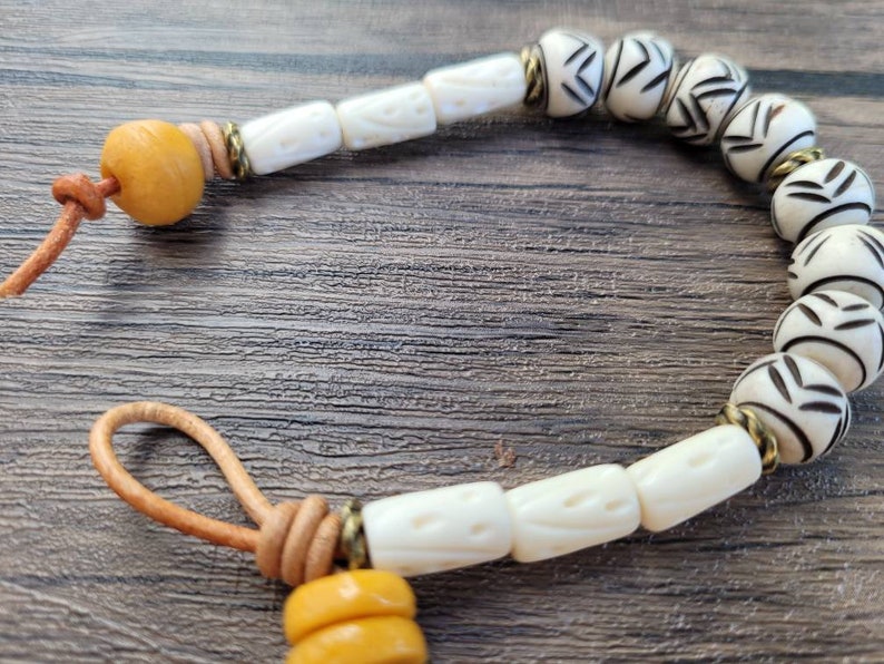 Bone and Glass Bracelet *Tribal Bracelet*Men/'s Boho Bracelet