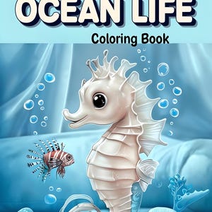 Ocean life animals, fishes coloring sheets, Printable coloring pages for children, Instant Digital Download PDF, coloring book
