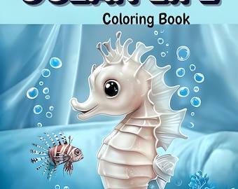 Ocean Life Coloring Book, 15 Pages, Sea Animals (PDF Pattern)