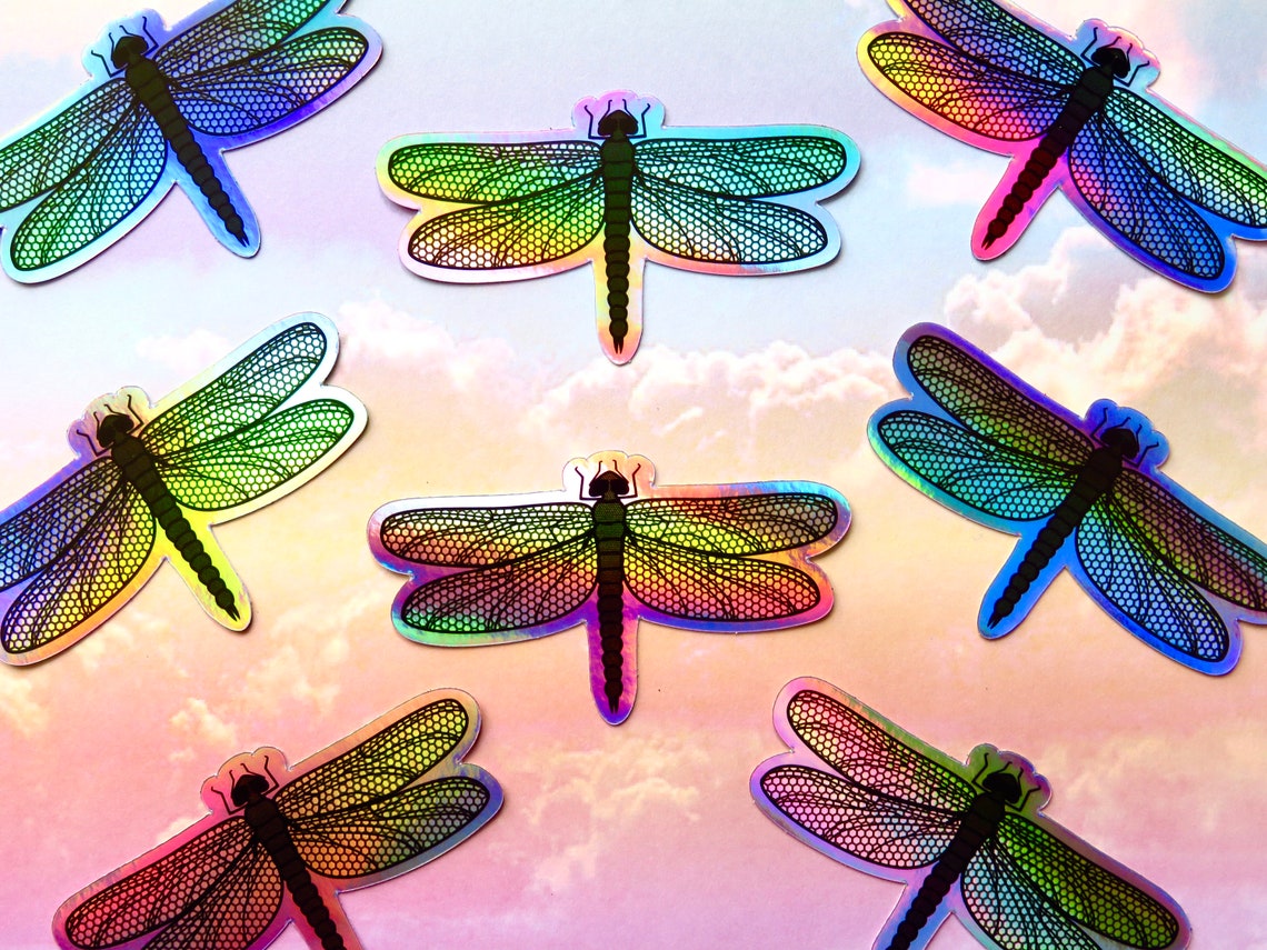 Dragonfly Fly Sticker Holographic Art | Etsy UK