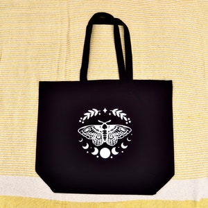 Moth celestial organic cotton tote bag