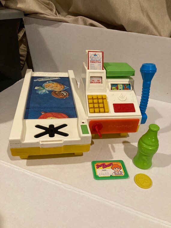 Vintage Fisher Price Grocery Cash Register Conveyor Belt Magic Etsy