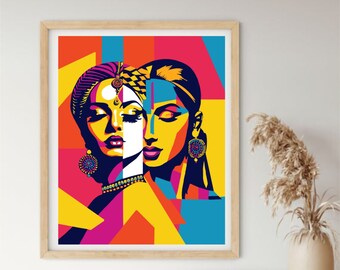 South Asian Woman Pop Art Print: Colorful Desi Fashion (Digital Download)