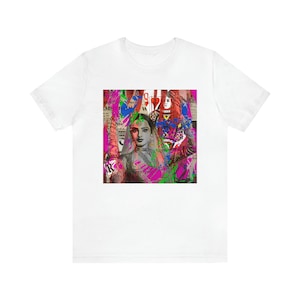 Desi Clothing Bollywood Fashion Short Sleeve T-Shirt, Rekha Queen of Hearts, Unisex Jersey, Cotton T Shirt, Desi Art