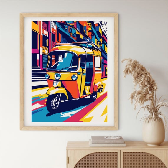 Mumbai Auto Rickshaw Print: India Pop Art Poster (Digital Download)