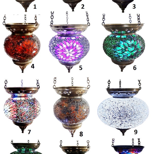 Turc Marocain Bougeoir Suspendu Photophore Tiffany Style Verre Broyé Mosaïque Multicolore Verre Bronze Unique Designs Lampe Faite À La Main