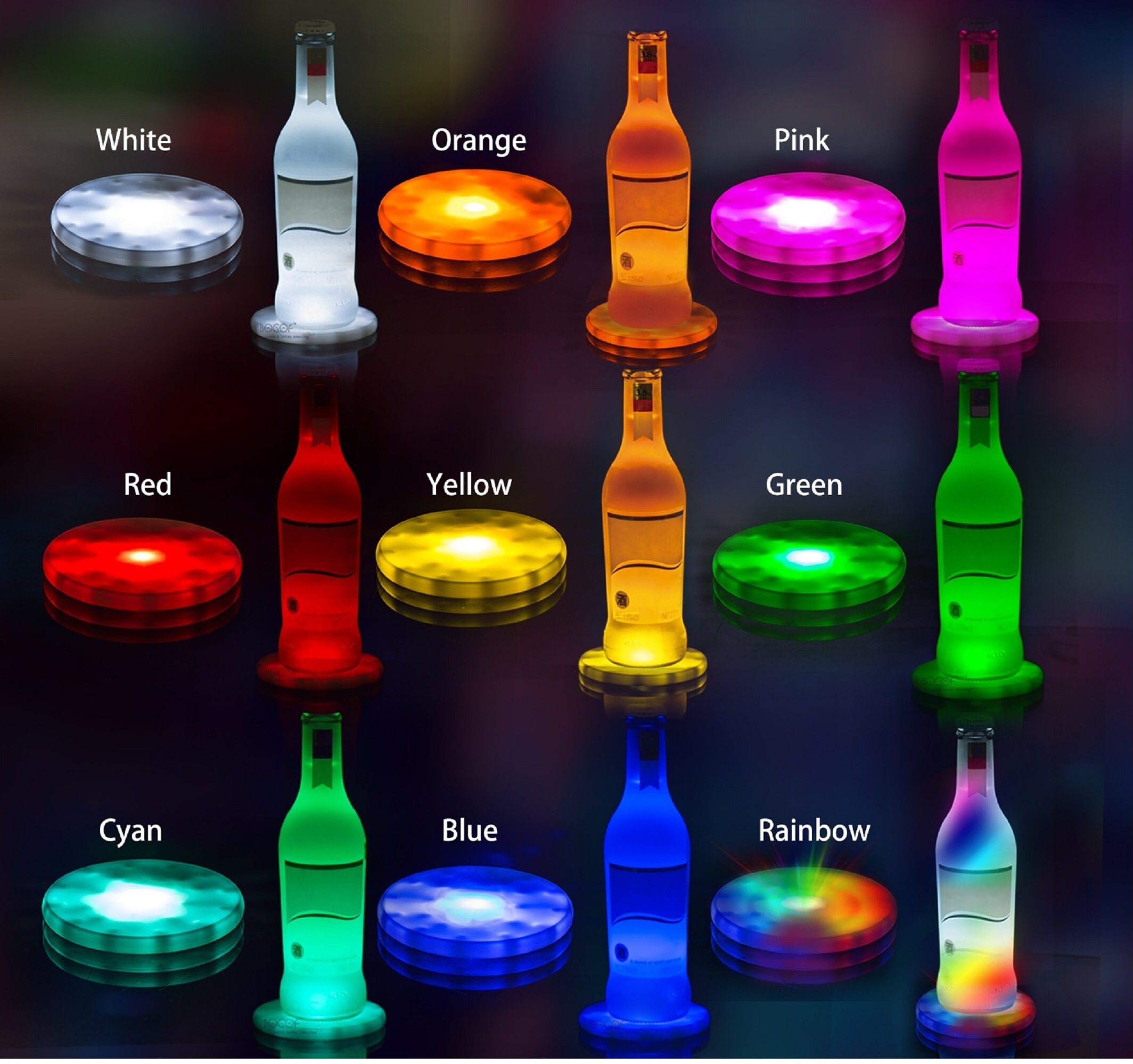 Led Coaster Novelty Coasters Light up Wine Beer Glass Wine