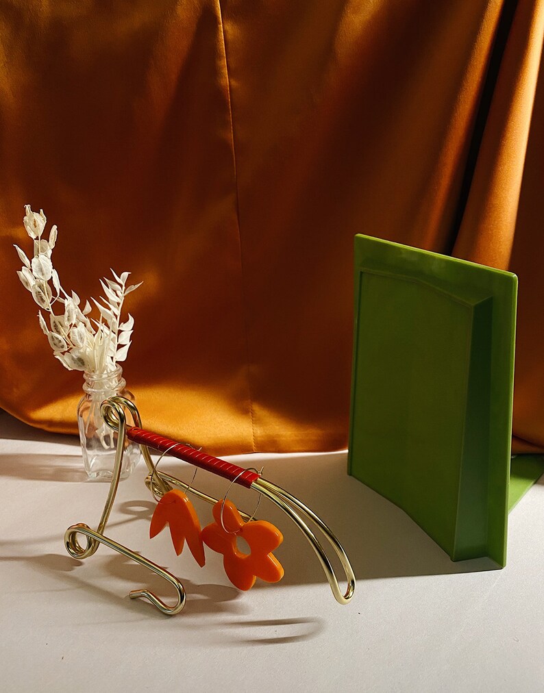 STEVIE Asymmetric Floral 70s Orange Hoop Earrings