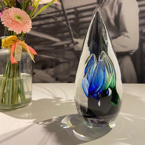 Beautiful colored glass sculpture, handmade Scandinavian Design