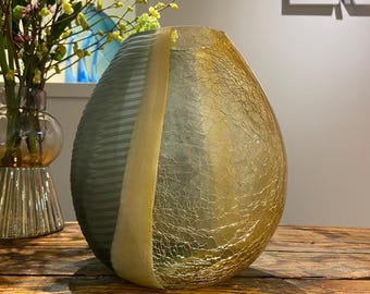 Zandmozaïek – geblazen glazen vaas-kunstglas