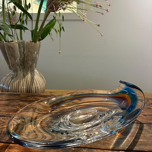 Kosta Boda Göran Wärff Rainbow Crystal Bowl – Handcrafted Mouth-Blown Scandinavian Art Glass