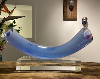 Four Seasons &#39;Winter&#39; Art Glass sculpture handmade, massive Glass blowing, Dutch design in beautiful colors