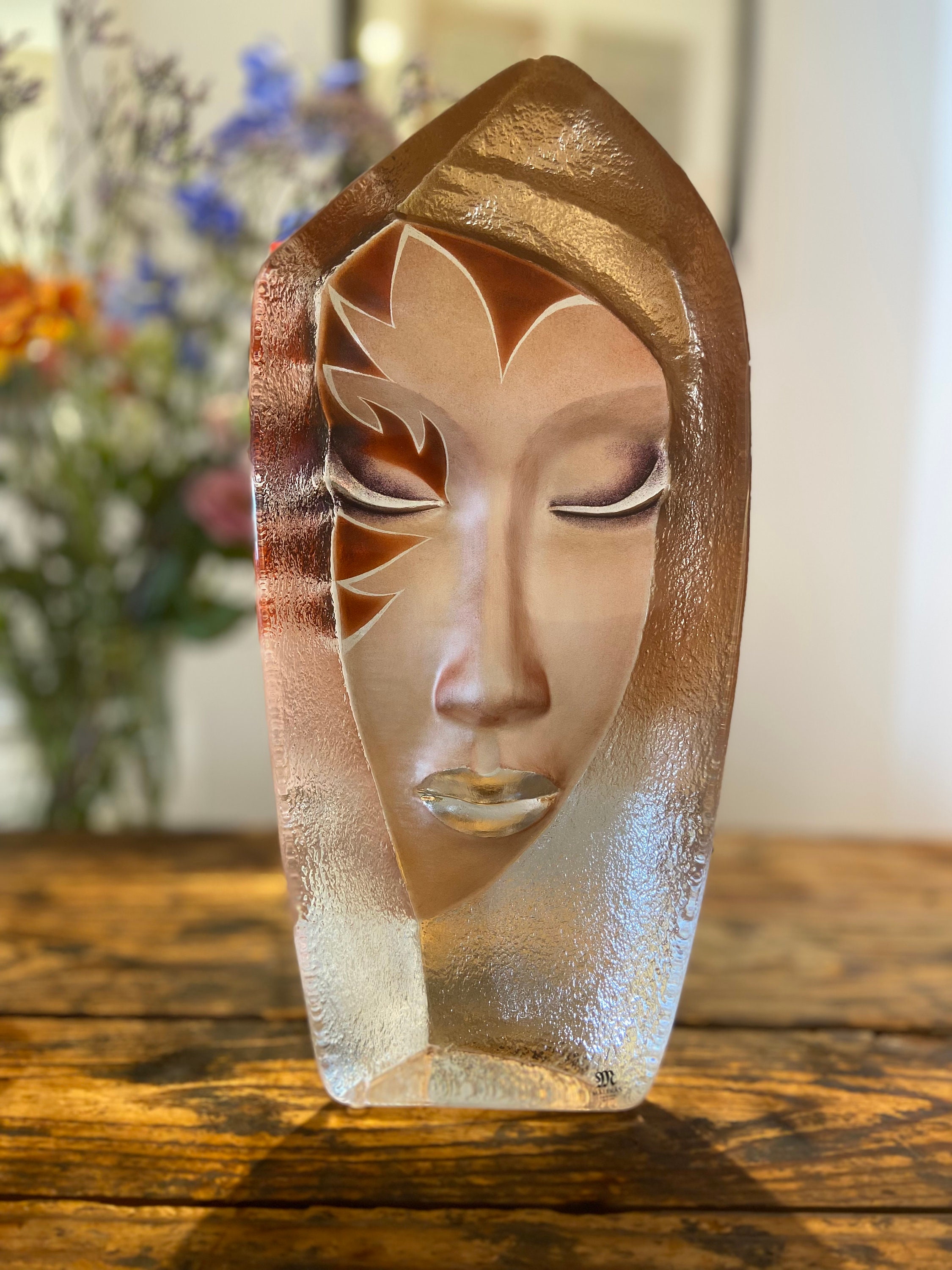 Mats Jonasson 'Batseba Gold' Art Glass Sculpture - Scandinavian Design
