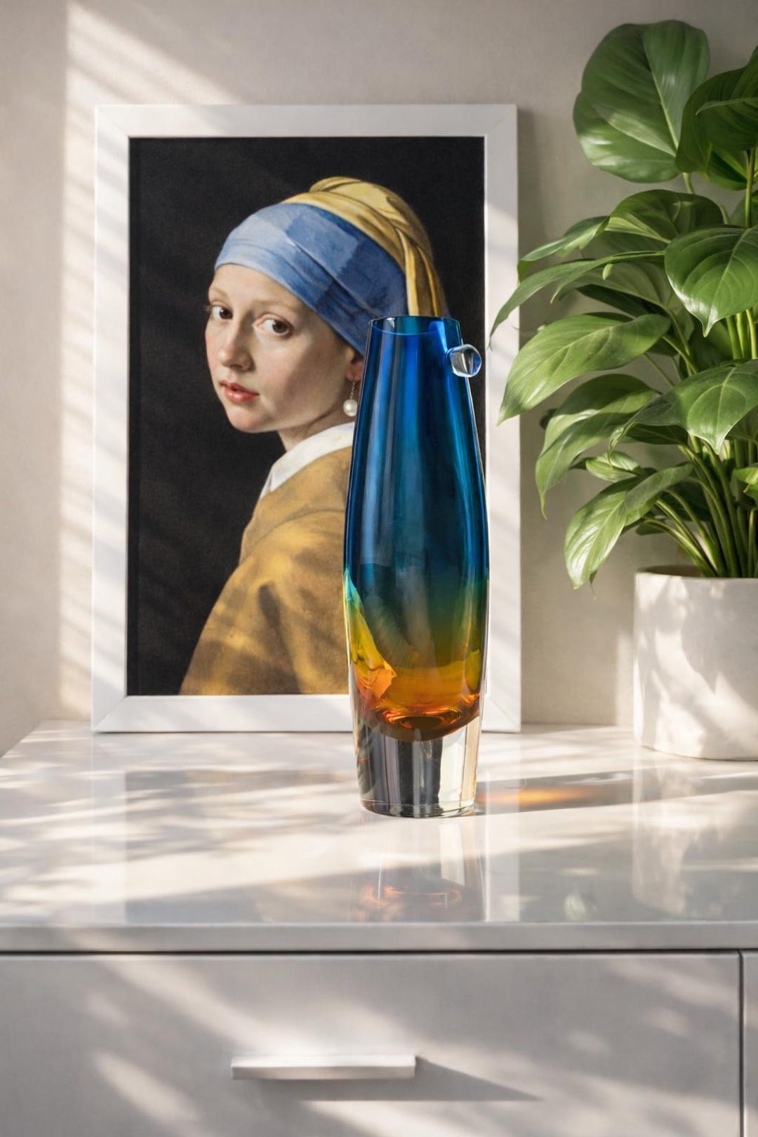 アートガラス 花瓶 オブジェ ガラス花瓶の芸術 ガラス花器 Glass Art Vase ぺタ 作家 原光弘