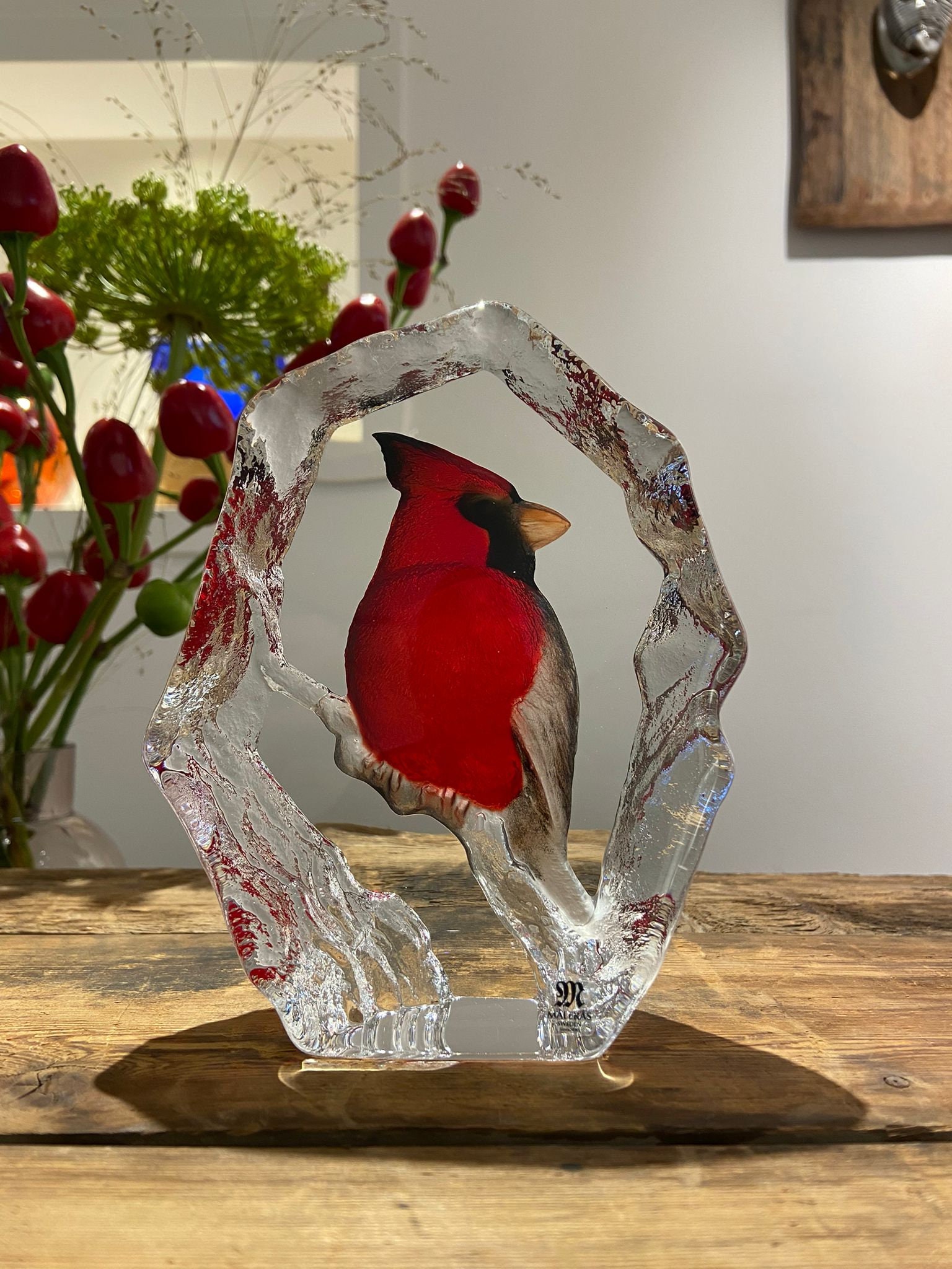 Handmade Crystal Cardinal – Mats Jonasson Art Glass Sculpture | Signed ...