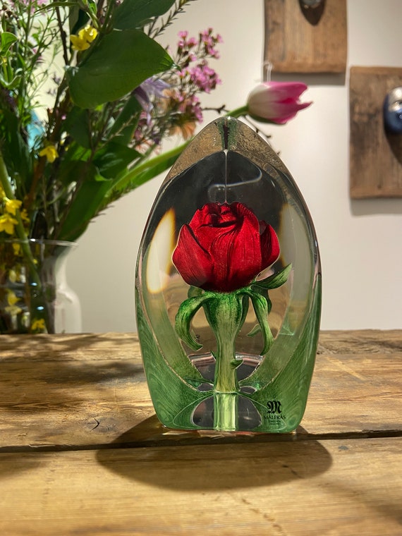 Mooie Crystal Red Rose Glazen Sculptuur Door Mats - Etsy