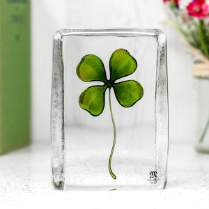 Crystal Four Leaf Klaver sculptuur handgemaakt door kunstenaar Mats Jonasson, Zweden