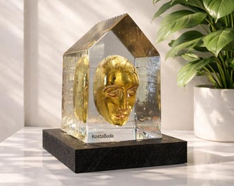 Kosta Boda 'My Palace Golden Heart' sculpture by Bertil Vallien - Swedish Art Glass