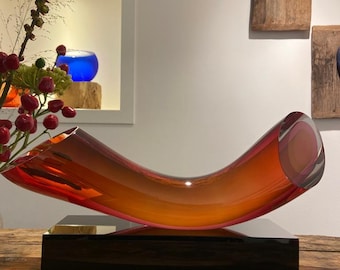 Four Seasons &#39;Autumn&#39; Art Glass sculpture handmade, massive Glass blowing, Dutch design in beautiful colors