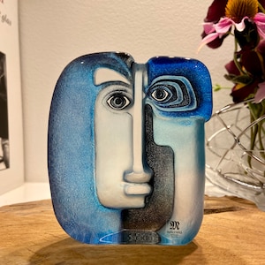 Crystal Mask Sculpture – Handgemaakt kunstglas masker van Mats Jonasson | Zweden