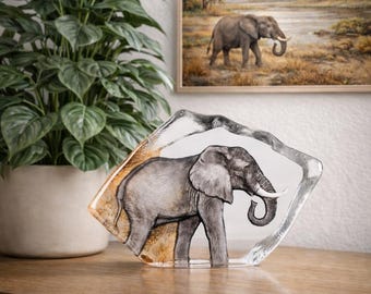 スウェーデンのクリスタル象の彫刻 - 限定版アートガラスマット