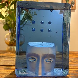 Kosta Boda &#39;Azur Think&#39; Sculpture by Bertil Vallien: Swedish Art Glass