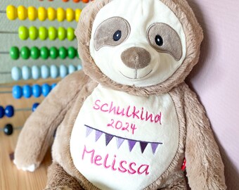 Faultier Einschulung Geschenk Schultüte personalisiert mit Namen Kuschelfreund einschulungsgeschenk individuelles Geschenk