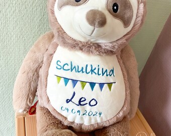 Faultier Einschulung Geschenk Schultüte personalisiert mit Namen Kuschelfreund einschulungsgeschenk individuelles Geschenk