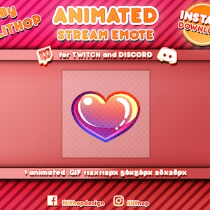 1 animated emote valentines day heart beating in rhythm pink purple yellow twitch discord