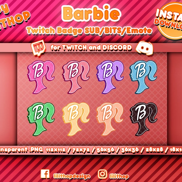 Twitch Barbie - SUB badges / Bits / Emotes / Pack badges / emotes