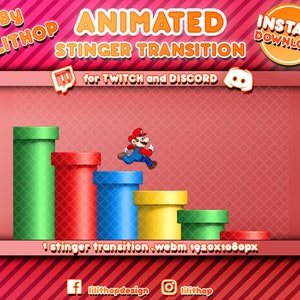 Stinger Transition Mario Run animiert/Stinger Super Mario Bros Run/Stinger Mario Wonder Run/Stinger Mario Deluxe Run/Twitch