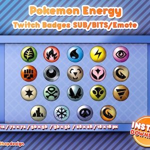 Twitch Pokemon Energy - SUB badges / Bits / Emotes / Pack badges / emotes
