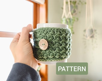 Farmhouse Mug Cozy Pattern | Crochet Pattern | Mug Wrap Design | Crochet Mug Warmer Instructions