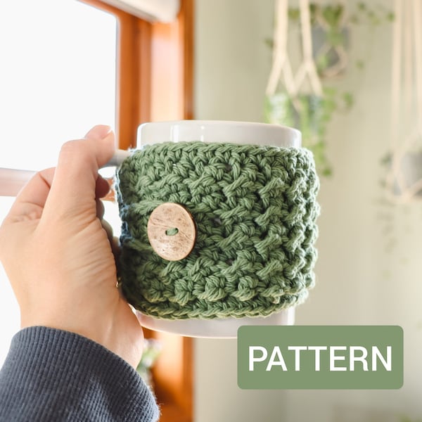 Farmhouse Mug Cozy Pattern | Crochet Pattern | Mug Wrap Design | Crochet Mug Warmer Instructions