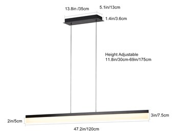 44.5 Inch Dimmable LED Kitchen Island Light - Touch Control Pendant With Adjustable Color Temperature