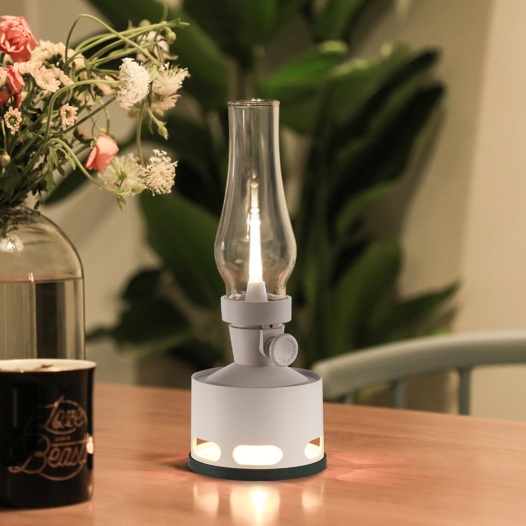 Tubicen Cordless Battery Table Lamp,vintage LED Oil Lamps Lantern,10-way  Dimmable Night Light, Blow/tilt Off,flameless Kerosene Oil Lantern -   Norway