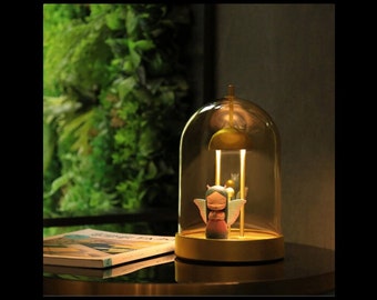 Tubicen Amber Removable Shade DIY Gift Lamp, Rechargeable Table Lamp, Touch Dimmable Bedside Nightstand Lamp, Cordless Ambient Night Light