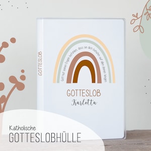 Gotteslob Hülle . GX09 Regenbogen mit Segensspruch . Brauntöne gedeckt . Gebetbucheinband . moderne Motive