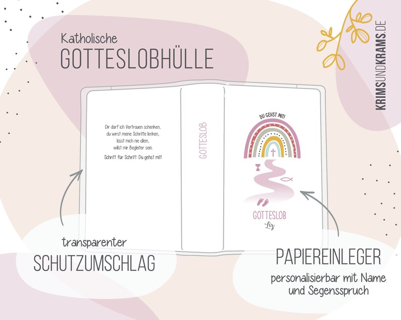 Gotteslob Hülle . Du gehst mit . Regenbogen rosa gelb . Kommunionmotto 2024 . Gebetbucheinband . Kommunion 2024 . G23weg zdjęcie 3