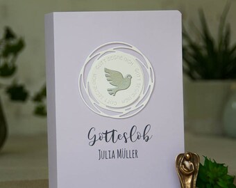 Gotteslob Hülle . GX15 Taube im Kreis flieder . personalisiertes Kommunion Geschenk . Gebetbuch Einband . Hülle für Gotteslob . Gesangbuch