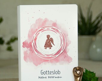 Gotteslob Hülle . GX18 Engel Glitzer pink – Gott schütze dich . personalisiertes Kommunion Geschenk. Gebetbuch Hülle . Einband für Gotteslob