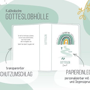 Gotteslob Hülle . Du gehst mit . Regenbogen Mint Gelb mit Pünktchen . Kommunionmotto 2024 . Gebetbucheinband . Kommunion 2024 . G62weg image 3