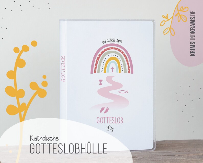 Gotteslob Hülle . Du gehst mit . Regenbogen rosa gelb . Kommunionmotto 2024 . Gebetbucheinband . Kommunion 2024 . G23weg zdjęcie 1