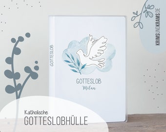 Gotteslob Hülle . GX89 Taube weiß Aquarell blau . Blautöne . Gebetbucheinband . katholische Gesangbuchhülle