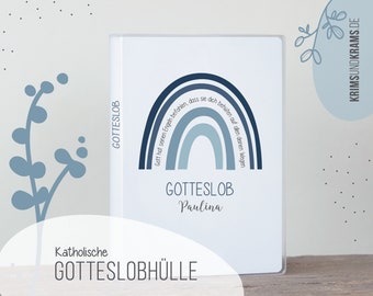 Gotteslob Hülle . GX07 Regenbogen mit Segensspruch . Blautöne . Gebetbucheinband . moderne Motive